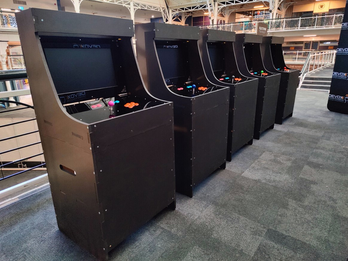 Arcade cabinets assembled